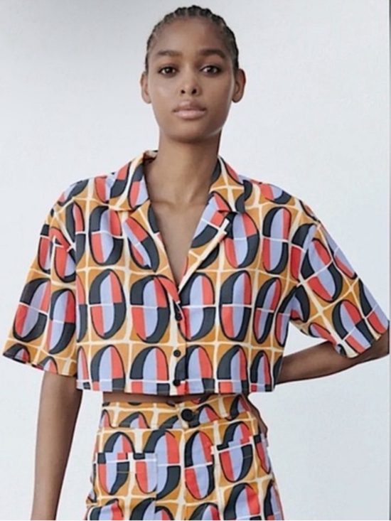 Zara Tops - Zara Cropped Printed Blouse